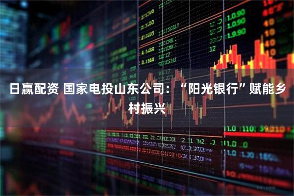 日赢配资 国家电投山东公司：“阳光银行”赋能乡村振兴